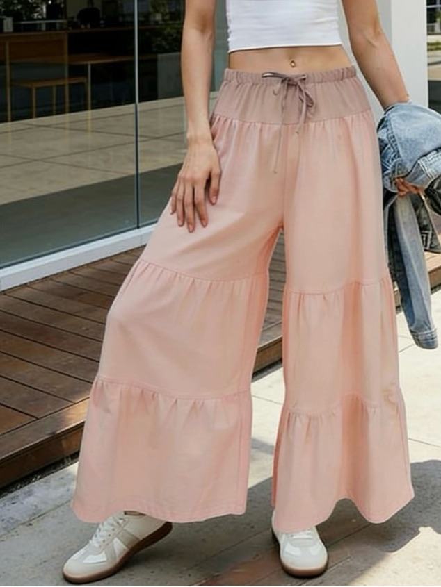 Women’s Tiered & Raffled Bohemian, Palazzo Pants
